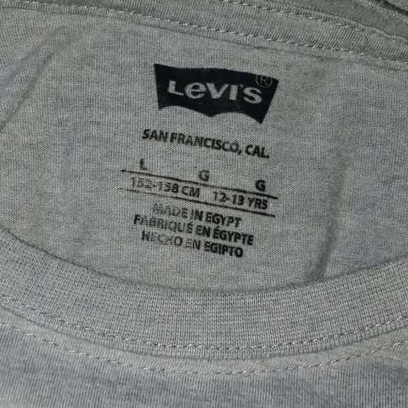 Boy's Levi's Gray With Red Logo Short-Sleeve Large Pullover T-Shirt - Picture 3 of 3
